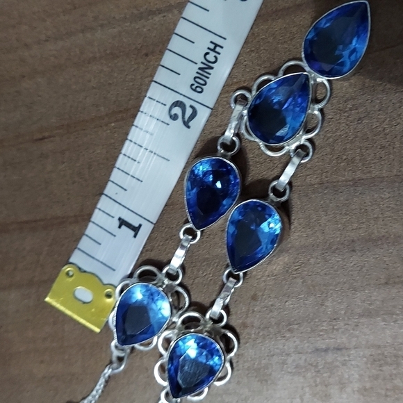 BLUE Topaz Sterling Silver Necklace - Picture 3 of 6